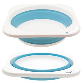 Collapsible Plastic Wash Basin 5L(1.4 Gallon), Kitchen Dishpan, Floding Small Bathtub, Space Saving Plastic Wash Bin for Dorm Camping Supplies Fishing Travel and Home (Blue 1 pcs)