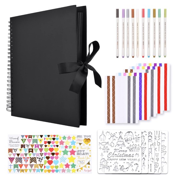GOTIDEAL 12 x 12 Inch Scrapbook Album with 10 Metallic