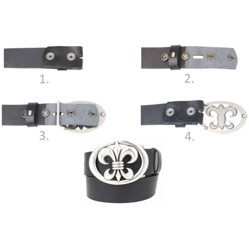 Interchangeable belt made of full cowhide leather without buckle, 4