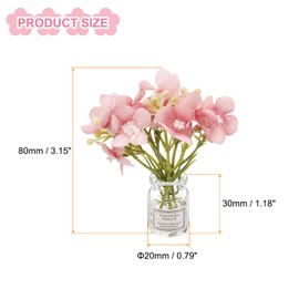 CoCud Mini Flowers Dollhouse in Vase, Silk Plastic Miniature Dollhouse Accessories with Tiny Flower Pink - (Applications: for 1:12 1:8 or 1:6 Scale Fairy Micro House)