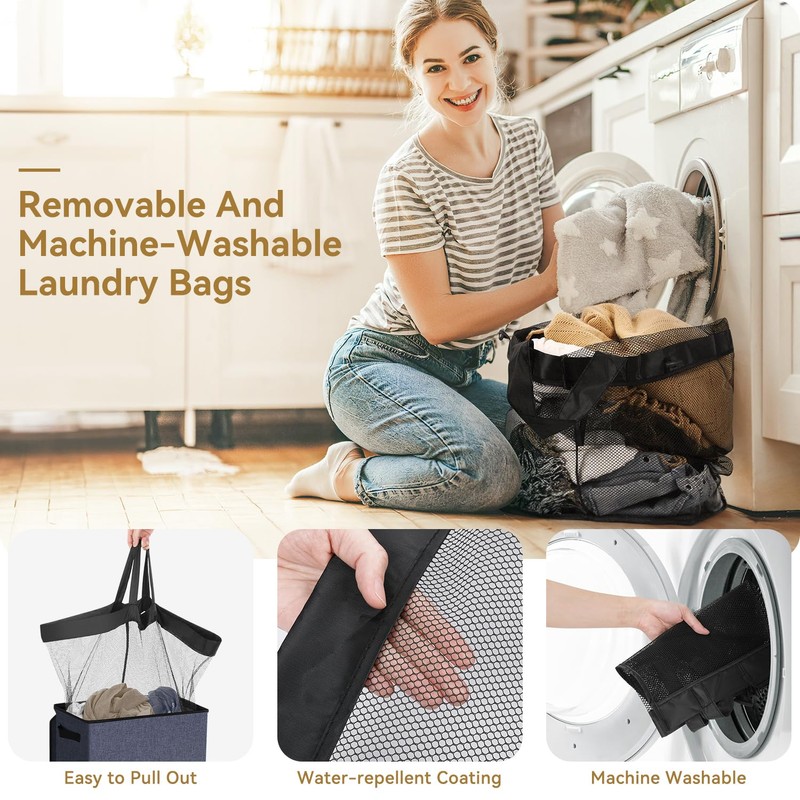 SOLEDI Laundry Hamper with Lid 100L Large & Tall Collapsible