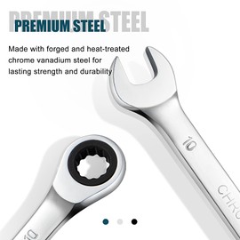 SORAKO 10mm Ratcheting Combination Wrench, Chrome Vanadium Steel Gear Wrench, Industrial Grade Cr-V Steel Gear Spanner, Household Garage Tools(10mm/Metric)