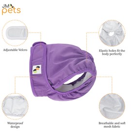 JM Female Dog Nappies - Highly Absorbent, Breathable Dog Nappy with Microfiber Pad & Waterproof Layer - Dog Period Pants Pack of 3, Washable Medium (Fit for 14"- 20" waist) Multicolor
