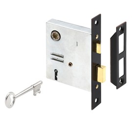 Prime-Line E 22947 Vintage Style Indoor Mortise Lock Assembly Kit – Cast Steel Construction, Bronze Finish – Backset, 1/4” Max Square Spindle - Reversible Latch Bolt (Single Pack)