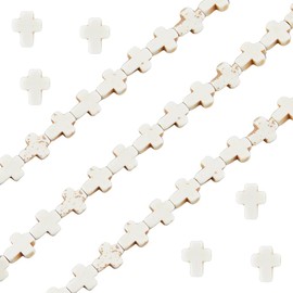 SUPERFINDINGS 114 Stück Türkisfarbene Kreuzperlen Christliche Perlen Weiße Edelstein Kreuzperle Religiöse Kreuzstränge Lose Abstandsperlen Für Die Herstellung von Halsketten Und Schmuck