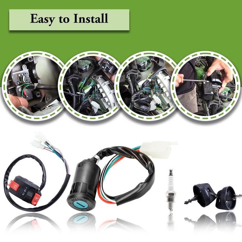 3 Function Left Starter Switch Assembly+4 Wires Ignition Switch Key