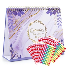Guiqulai 2025-2026 Desk Calendar, 18-Month Planner (July 2025 - Dec 2026), Desktop Calendar with Copper Coil, Floral Patterns & Memorandum, 9.96" x 8.31" x 3.07" for Office, Home & School