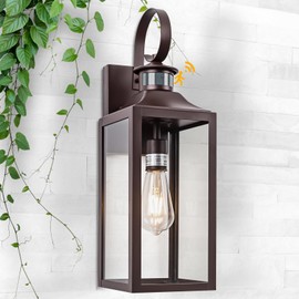 Yolsunes Large Motion Sensor Outdoor Wall Light 20" - Oil Rubbed Bronze Dusk to Dawn Outdoor Lighting, Modern Wall Mount Light Fixture, Brown Porch Light Fixture for Outside House Garage, 3 Modes