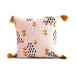 aRDENMEAD Throw Pillow Cases 18x 18 Yellow Pillow Covers, Embroidered Cushion Covers with Tassels, Handmade Decorative Pillow Covers for Living Room Sofa Couch Pack of 2