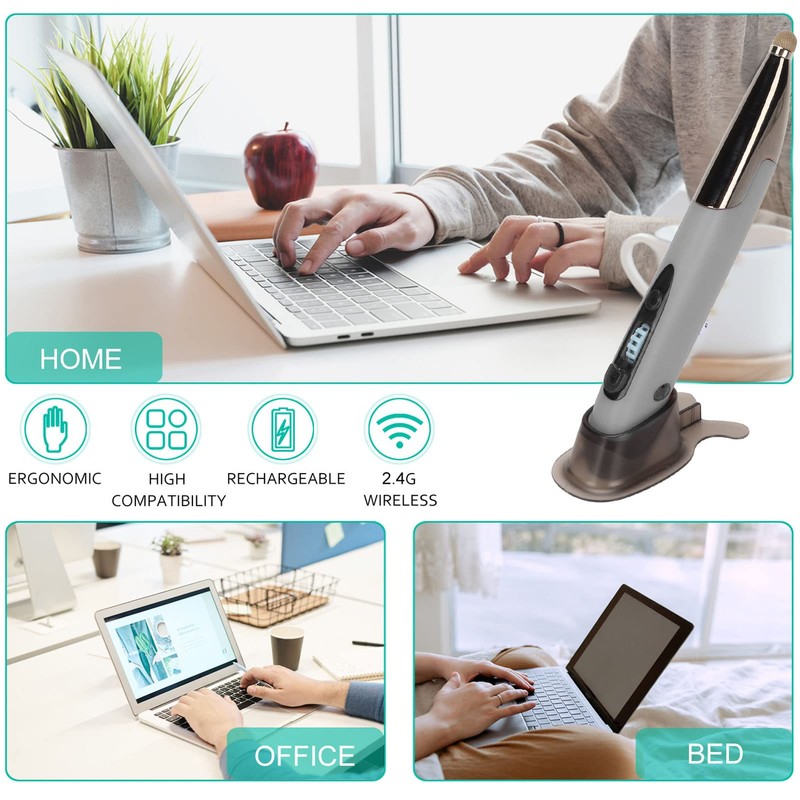 Topiky Kabellose Optische Taschen-Stiftmaus, 2,4 G Wiederaufladbare Optische USB-Stiftmaus, Einstellbare