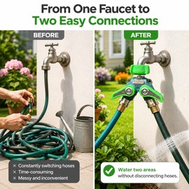 Brass Y Hose Splitter for Garden Faucets – Dual-Way Water Diverter Connector for Outdoor Watering