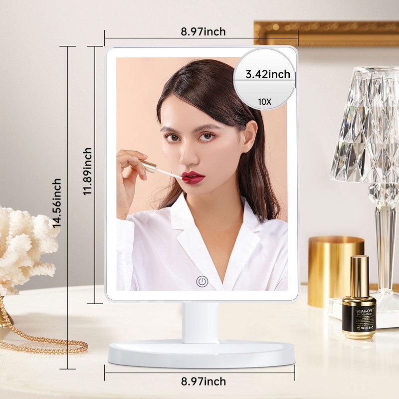 Funtouch Large Lighted Vanity Makeup Mirror with 88 LED, 360