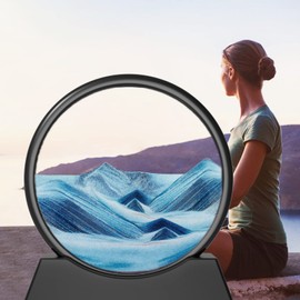 Fitifun Moving Sand Art, Sand Art Liquid Motion Moving Sand Art Picture Sandscapes in Motion 3D Sand Painting for Home Decor and Office (Blue, 12in)