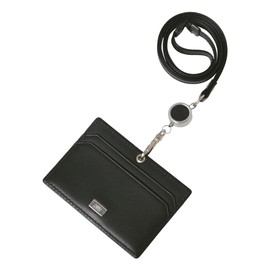 Takeokikuchi 729628 Men's ID Card Case, ID Card Holder, Name Holder, Pass Case, Genuine Leather, Panama, Card Holder, Name Badge Holder, Employee ID Card Holder, With Reel, Cowhide Leather, Italian