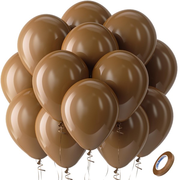 Bezente Brown Balloons Latex Party Balloons - 100 Pack 12