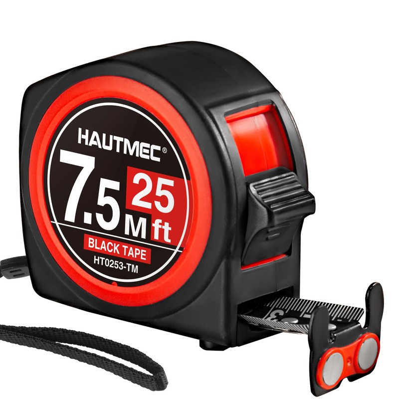 HAUTMEC Tape Measure25ft with Magnetic Hook and Dual Lock, High