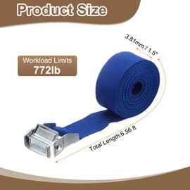 HARFINGTON 2pcs Straps Tie Downs 6.56 ft x 1.5" 772lb Safe Work Load Cargo Lashing Straps for Cargo Moving Trucks Luggage Motorcycle, Dark Blue