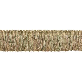 DecoPro Gold Green Taupe 1.75" Brush Fringe Trim Winter Meadow [5 Yards]
