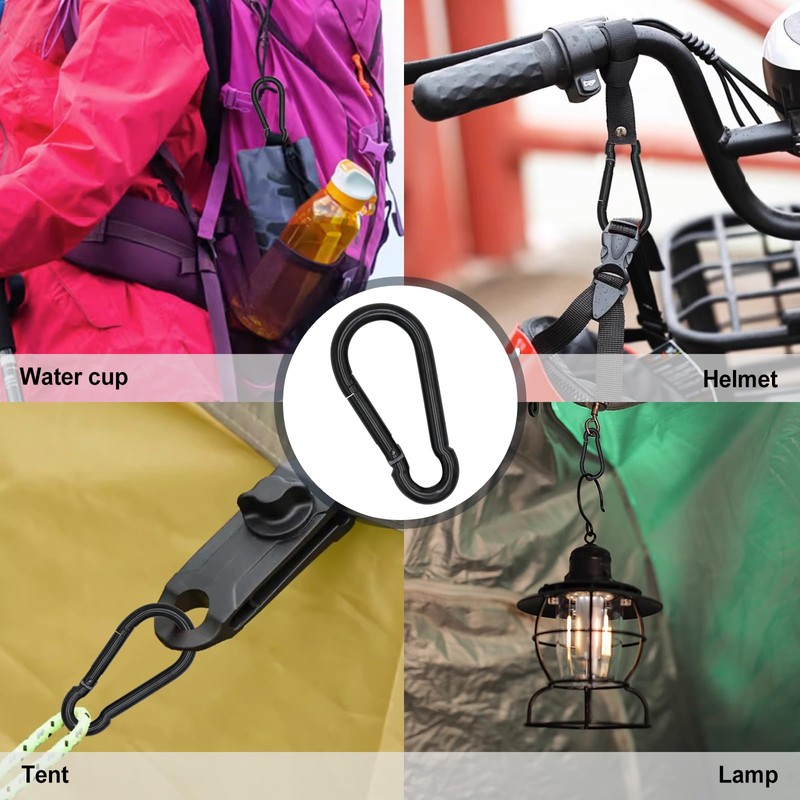 KINLINK 2 Pack Black Carabiner Clip, 7 inch Heavy Duty