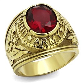 YourJewelleryBox Mens army ring ruby gold usa signet pinky chunky Size Z TK414706G