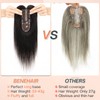 Hair Toppers for Women Real Human Hair，Benehair 360°3D Clip in