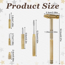 6 in 1 Small Hammer, Metal Mini Hammer Portable Multitool Hammer with Flat Head Phillips Screwdriver and Claw Hammer Multifunctional Hammers Tools (Gold)