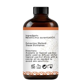 Neroli Essential Oil Organic for Skin Diffuser Spray Perfume, 100% Pure Bitter Orange Blossom Essential Oil Neroli 4 Oz