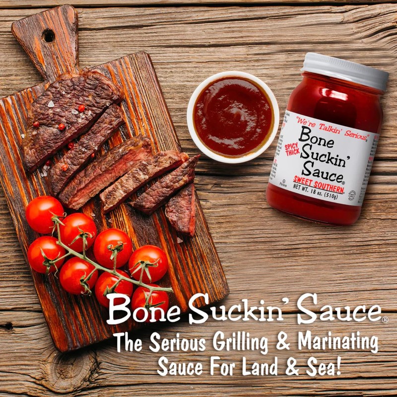 Bone Suckin' Sauce Spicy Thick Sweet Southern BBQ Sauce, Gluten-Free,