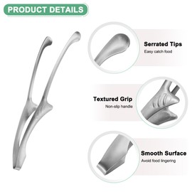 M METERXITY 5 Pcs Korean and Japanese BBQ Tongs 11.5 Inch Barbecue Tongs 430 Stainless Steel Kitchen Self-Standing Grill Non-Slip for Grill/Salad/Camping/Cooking [Silver]