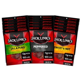 Jack Link’s Beef Jerky Bold Variety Pack – Includes Sweet & Hot, Jalapeno and Peppered Beef Jerky, Great Lunch Box Snack, Good Source of Protein – Pack of 15, 1.25 Oz Bags