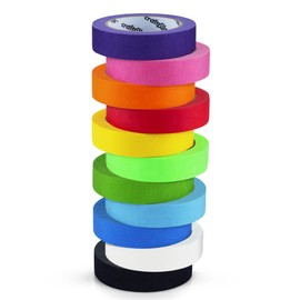 Craftzilla Colored Masking Tape - 11 Roll Multi- Pack, 825 Ft x 1 Inch - Colored Painters Tape for Arts & Crafts Labeling or Coding, Kids Art Supplies Color Tape Rolls, Colorful Masking Craft Tape