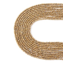 FASHEWELRY 10 cuentas de cristal facetado de 2 mm, cuentas espaciadoras de cristal Rondelle Briolette, chapadas en oro claro, para hacer collares, pulseras y joyas