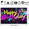 HOMETITUTE Graffiti Neon Happy Birthday Banner Backdrop Neon Decorations For