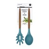 Prepara Acacia and Silicone Spaghetti and Solid Spoon set, Steel