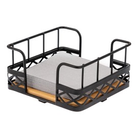 bremermann Napkin Holder for 25 x 25 Napkins Bamboo with High Metal Rim Napkin Dispenser Approx. 15 x 8 x 15 cm