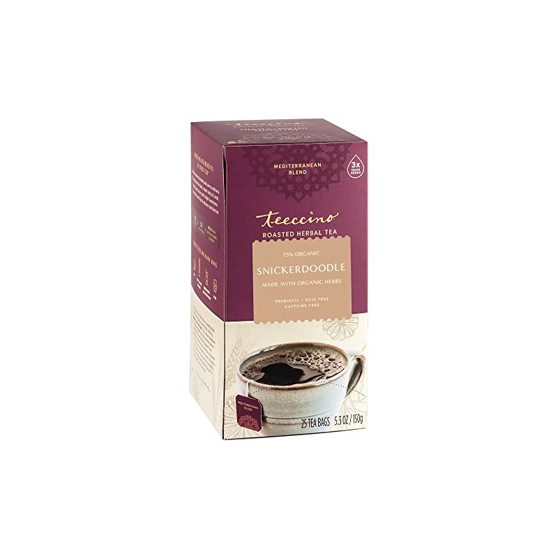 Teeccino Snickerdoodle Herbal Tea - Dessert Beverage That’s Prebiotic, Caffeine-Free