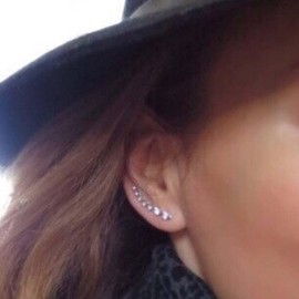 Aneneiceera Boho Crystal Ear Cuff Earrings Studs Silver Tiny Rhinestone Cluster Crawler Climber Cuff Wrap Studs Statement Prom Crystal Earrings Jewelry for Women and Girls(Silver)