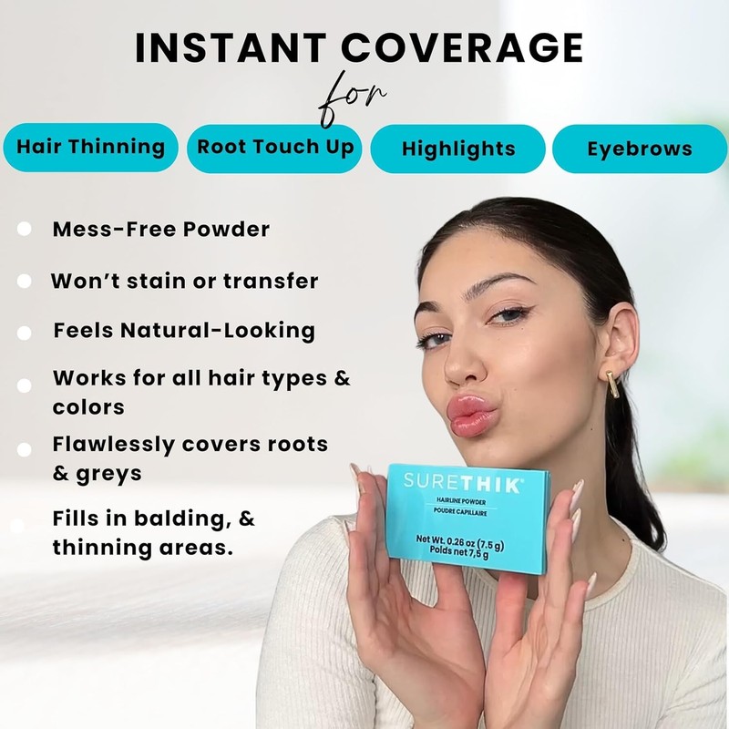 SURETHIK 4-in-1 Premium Hairline Powder Kit - Conceal Thinning Hair,