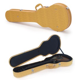 Ktaxon Electric Guitar Hard Case, Wooden Hard-Shell Protective Carrying Case for KLP-Style Electric Guitar with Lock Latch Padding, Yellow