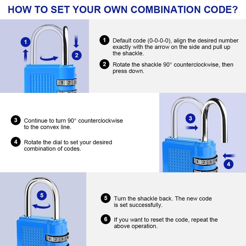 Flintronic Luggage Locks, 4Packs Combination Padlocks, 4-Digit Security Padlocks, Small