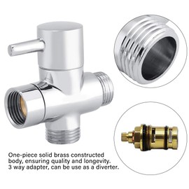 G1/2" Válvula de Desviador de Ducha 3 Vías, Válvula Desviador de Brazo de Ducha, Válvula de Adaptador, Interruptor de Ducha Cromado para Baño