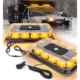 LUMENIX 72 LED Roof Top Strobe Beacon Lights Magnetic Mount 2-IN-1 Warning Flashing Emergency Mini Light Bar for Construction Vehicles Snowplow Tow Trucks Postal Mail Cars - Amber