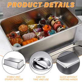 Ferraycle 3 Pack Full Size 6 Inch, 8 Inch Hotel Pan with Lid Perforated Steam Table Pan Restaurant Supplies for Kitchen, Steam Table Tray for Food Warmer