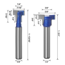 Eyech 2pcs 1/4-Inch Shank T-Slot Router Bit Keyhole Router Bit Slotting Milling Cutter 1/4" & 3/8" Hex Bolts