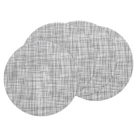 sourcing map 4 Pcs Placemats, 13.7 Inch PVC Placemats Round Braided Place Mats Non-Slip Heat Resistant Place Mats Washable Table Mats for Dining Table, Gray
