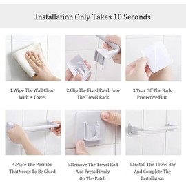 Linyongc Plastic Wall Mount Towel Bar Rails, 2Pcs White PP Wall Mount Towel Holder Rails, 34cm/13.4inch Towel Racks