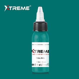 Xtreme Tattoo Ink, Versatile Medium Viscosity for Precision Tattooing, Rich Hue, Quick Healing, Acrylic-Free, Water Based, Highest Safety Stards - Ready-to-Use Tattoo Ink (Teal Zeal, 1 oz)