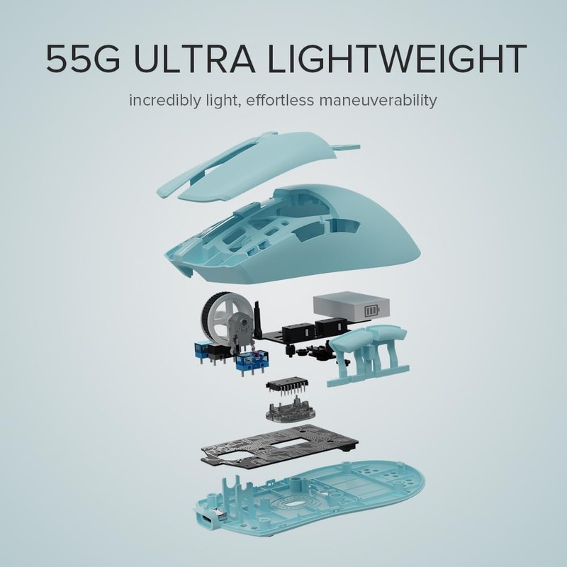 DeLUX M800Ultra Gaming Maus Kabellos, 55g, Nordic 52840 MCU, 1000Hz