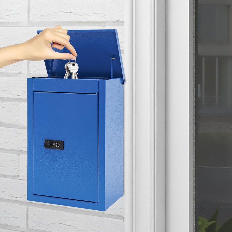 Wall Mount Key Lock Box with Combination Lock,Lockable Mailbox Hanging