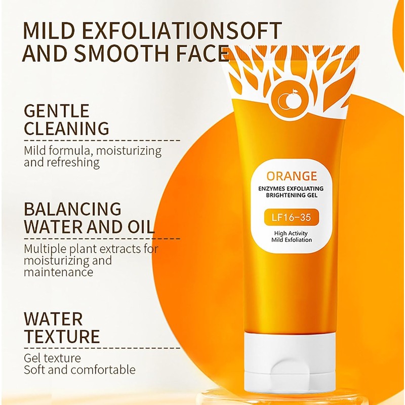 2PC Natural Orange Exfoliating Gel, Gel Exfoliante, Moisturizing Smoothing Tighten